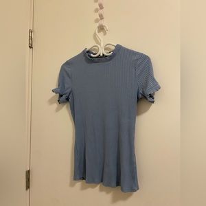 rw&co baby blue and brown ribbed mock neck body con t shirt bundle